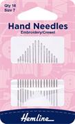 Embroidery/Crewel Hand Needle, Size 7, 16 pack